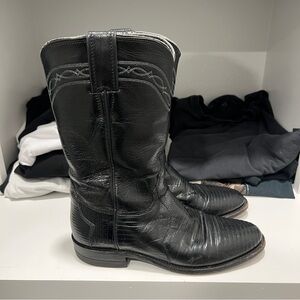 Justin Black Lizard Roper Cowboy Boots Women’s Size 6B